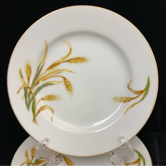 Vintage Set of 8, Puritan China Wheat Pattern Bread/Butter Plates with Gold Trim - Picture 5 of 14